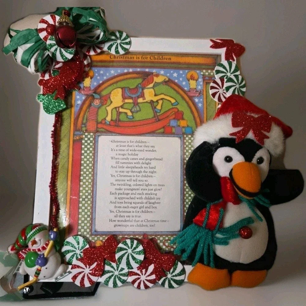 Christmas‎ Wall Hanging Christmas is for Children Poem Primitive Nostagia Framed